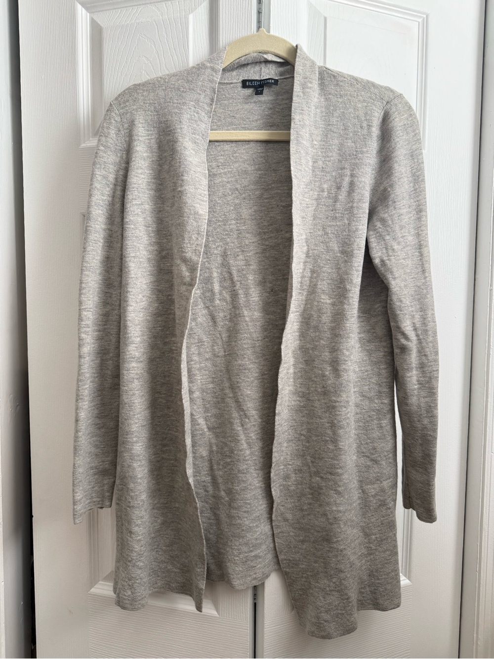 Eileen Fisher Heathered Gray Open-Front Cardigan